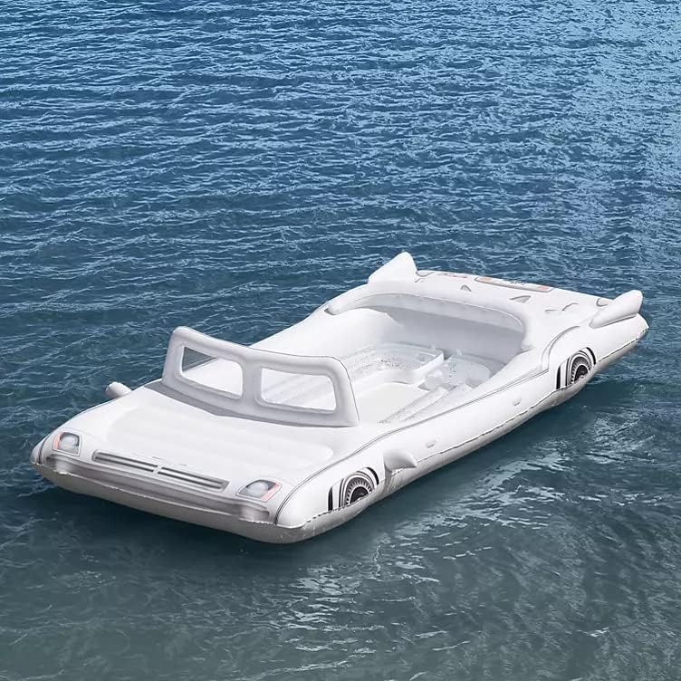 Members Mark Inflatable White Limo Island: Spacious Party Pool Float with Coolers, Cup Holders, and Comfortable Seating for 6 People
