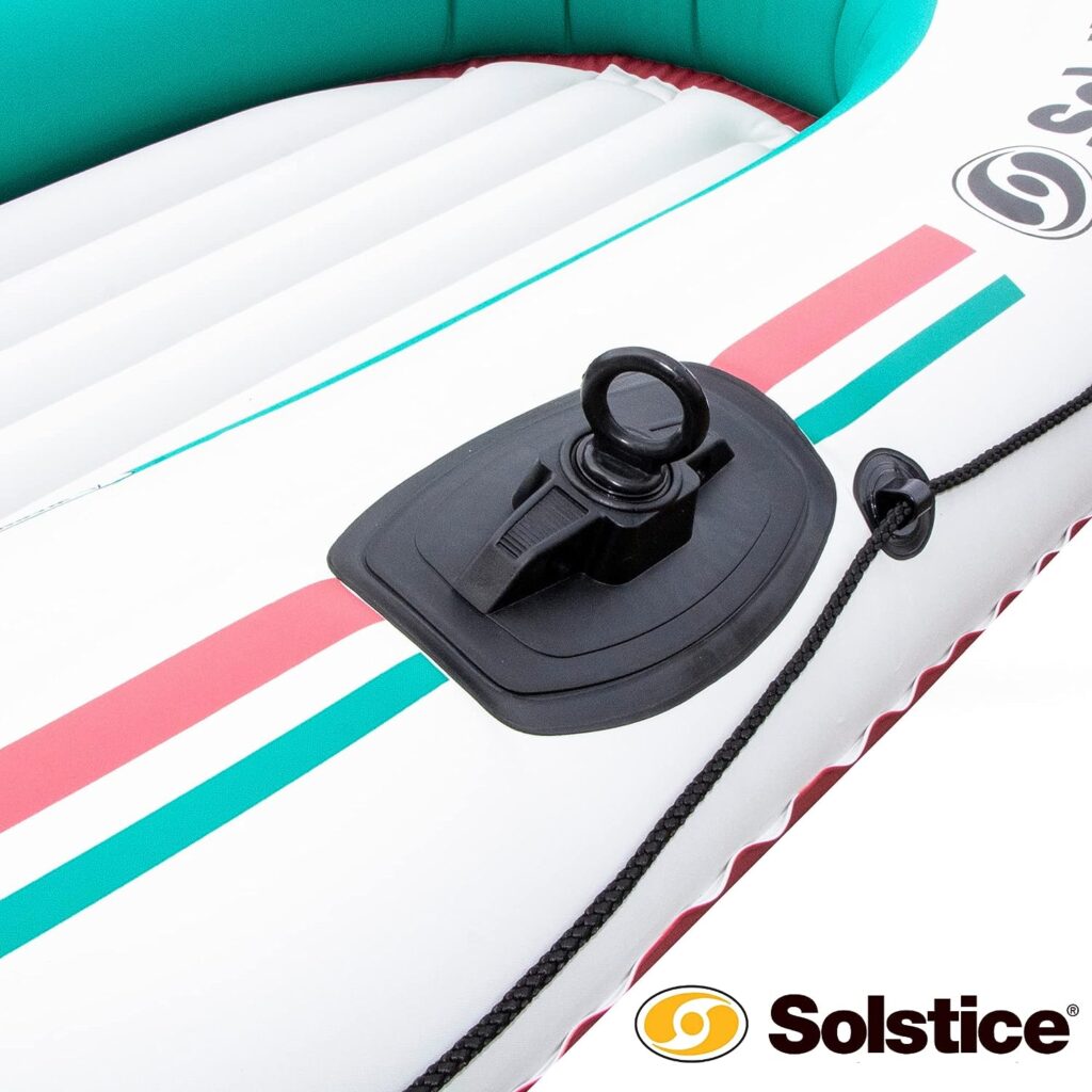 SOLSTICE Inflatable Fishing Boat Rafts 2 to 6 Person Options for Adults Compatible with Motor Comes W/Accessories Pole Holders Cushions Grab Line 6 to 12 Ft Sizes Outdoorsman Voyager Dinghy Air Floor
