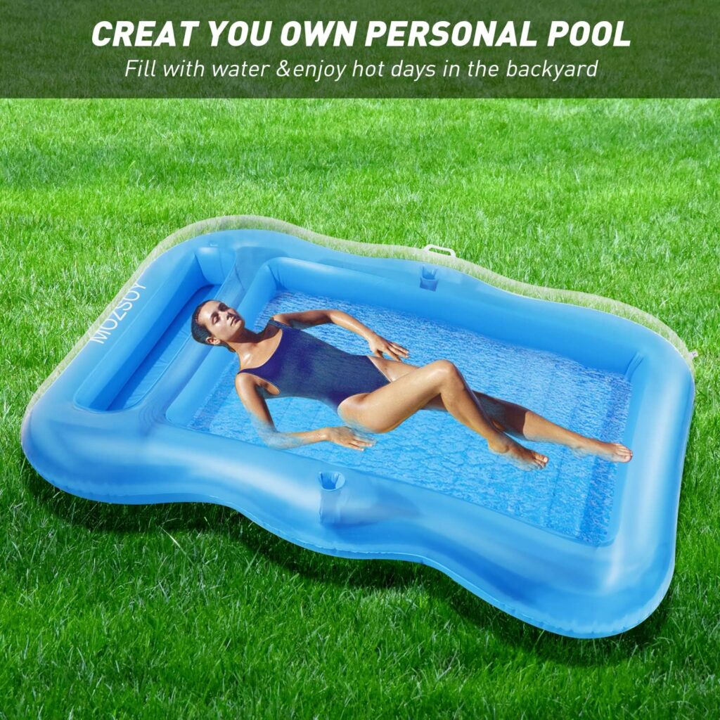 Inflatable Pool Floats Boat for Adults, Blow Up Tanning Pool Raft Tub with Fixed Inflatable Pillow for Family Outdoor, Garden,Beach, Backyard Summer Water Party