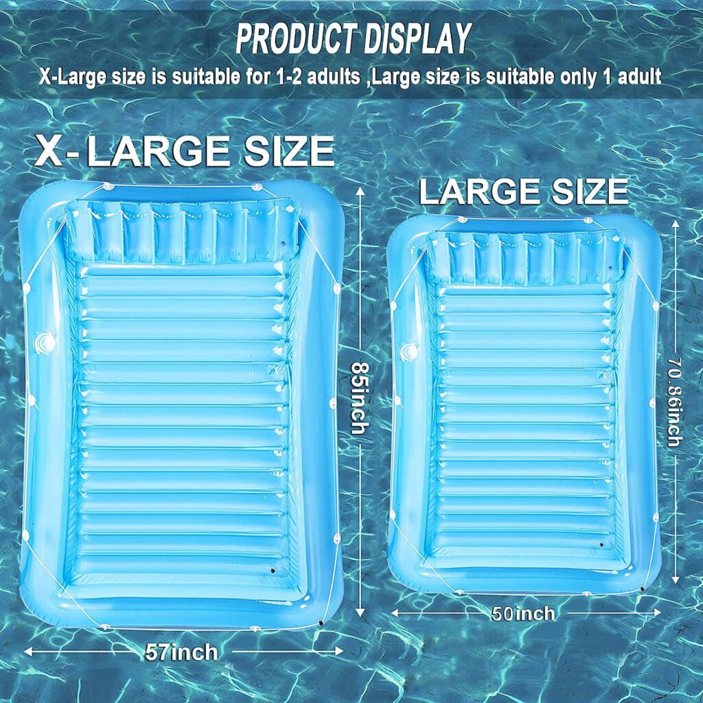 Inflatable Pool Floats - Pool Lounger Raft Floats for Adults, Blow Up Tanning Pool with Removable Pillow, 4 in 1 Recliner Sunbathing Pool Floatie Toys