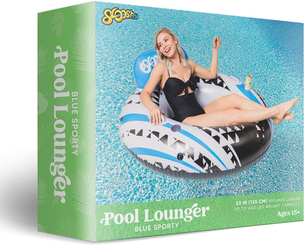 Sloosh Inflatable Lake Tube Float - Sport Style River Floating Tubes Pool Floats Lounger Raft Floaties for Adults, Heavy Duty Pool Water Beach Float Chair with Mesh Bottom (53 inches)