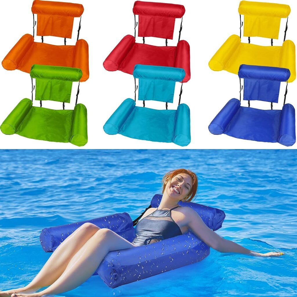 Sratte 6 Pcs Water Chair Inflatable Swimming Pool Floats Pool Hammock Floats for Adults Inflatable Pool Chair Water Swimming Floats Hammock Lounger Adult Size