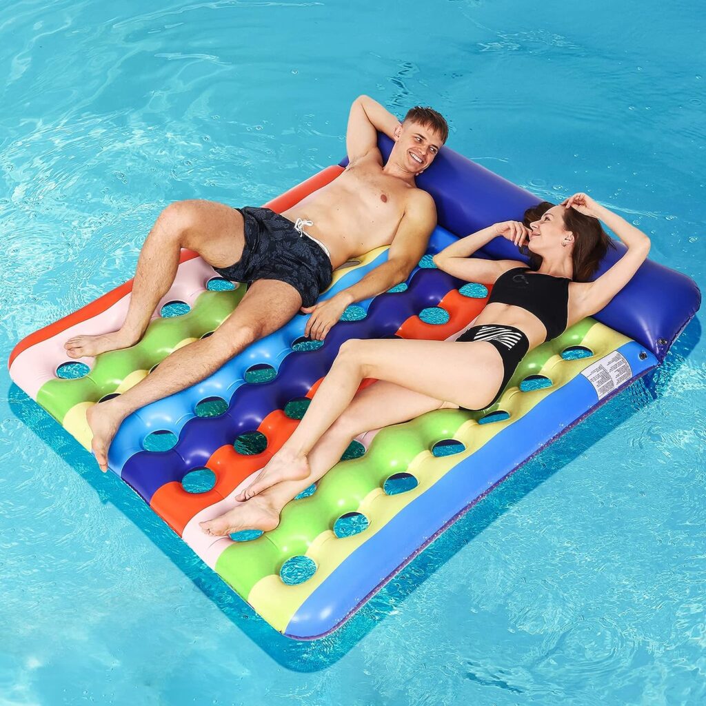 Stonful Oversized Pool Floats Adult, 76 X 63 Inflatable Pool Rafts Lake Floats Water Lounger with Headrest  42-Cooling Holes, Floating Mat Swimming Pool Floats Toys for Pool Party, Beach, Lake