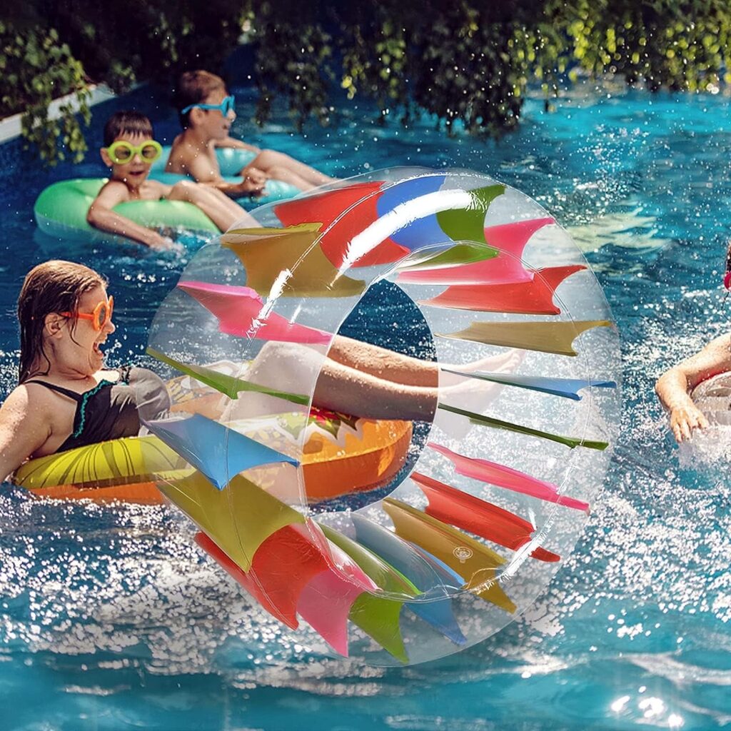 MorTime Inflatable Roller Float, 52 Colorful Water Wheel, Swimming Pool Roller Toy for Kids and Adults Outdoors