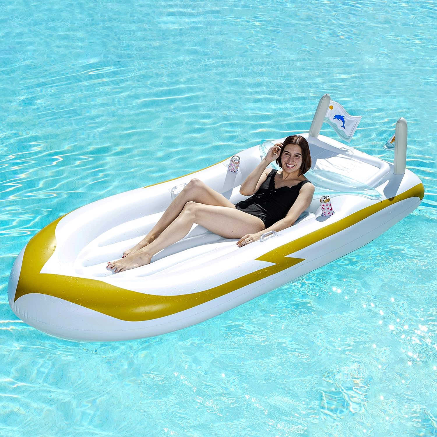 Sloosh Luxury Inflatable Yacht Boat Pool Raft with Cooler Review